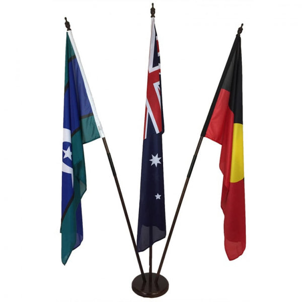 Australian/Aboriginal/TSI Flag Set (1800 x 900mm sleeve) with Timber Base