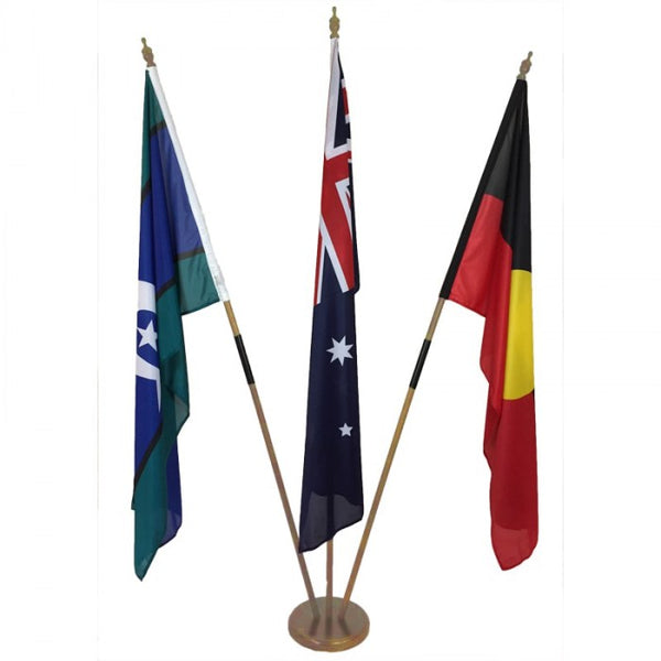 Australian/Aboriginal/TSI Flag Set (1800 x 900mm sleeve) with Light Timber Base