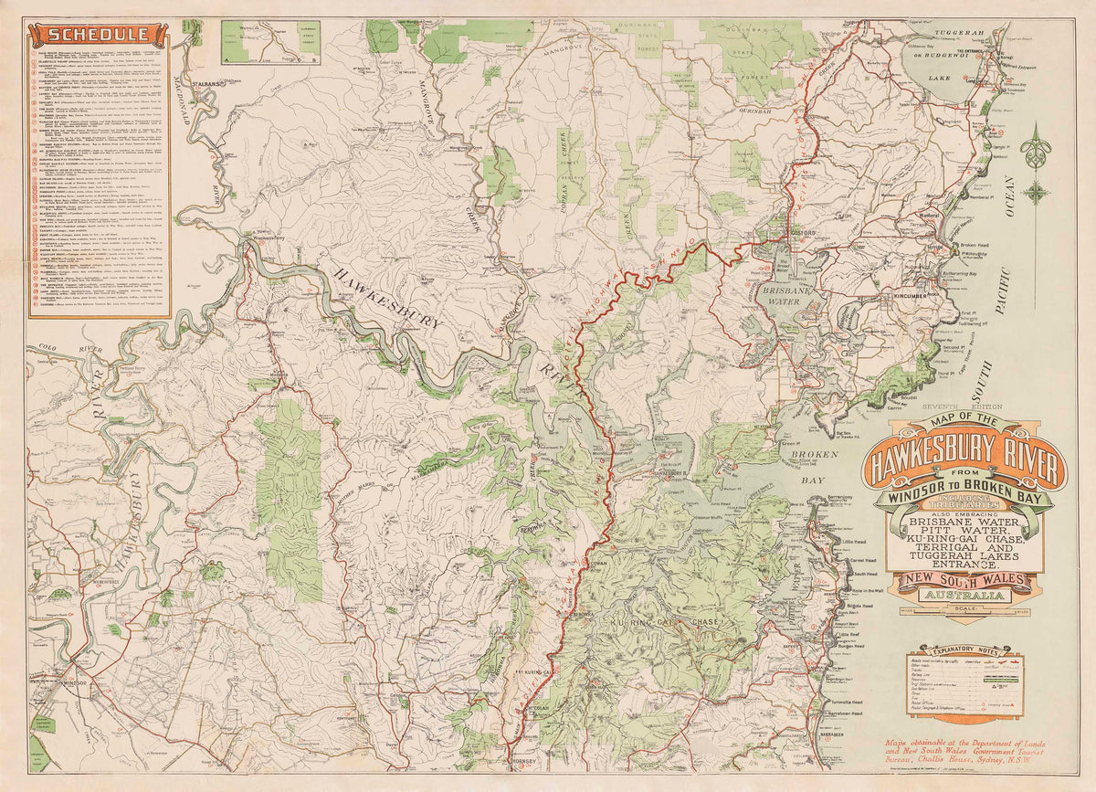Hawkesbury River Wall Map 1953 | Mapworld