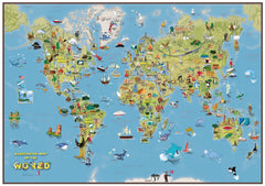 Kids Cartoon Map of the World 841 x 594mm Laminated