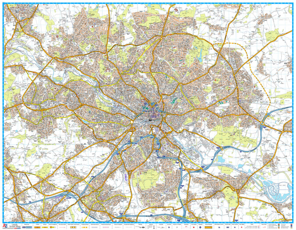 Leeds A-Z 1184 x 920mm Wall Map