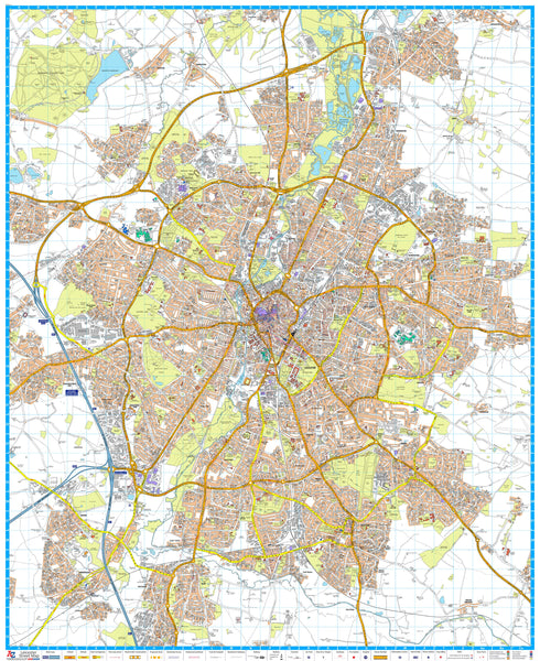 Leicester A-Z 920 x 1125mm Wall Map