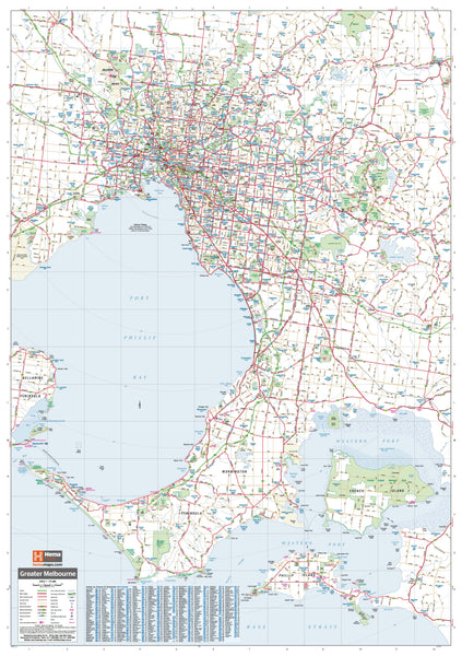 Melbourne & Region Hema 1000 x 1430mm Supermap Canvas Wall Map