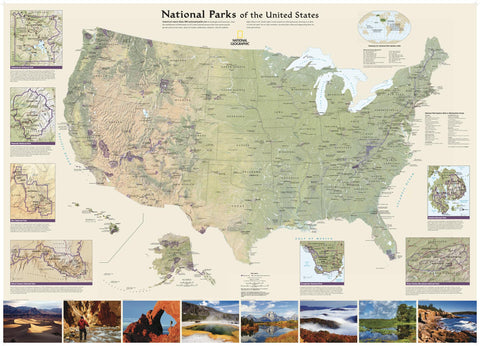 United States National Parksl National Geographic 1067  X 762mm Wall Map