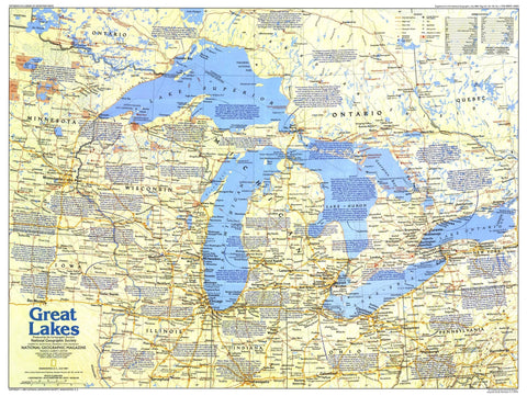 Great Lakes Map - Published 1987 by National Geographic