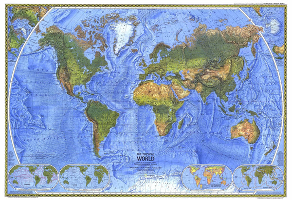 World Physical Wall Map 1975 by National Geographic