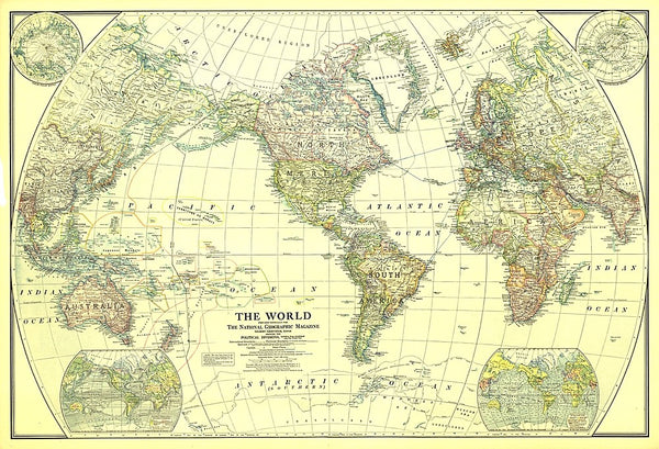 World Wall Map 1922 by National Geographic