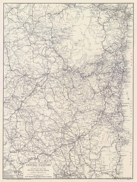Central Eastern New South Wales Motorist's & Hiker's Map by Robinson published 1932