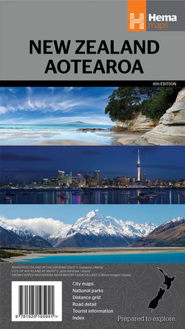 New Zealand / Aotearoa Folded Touring Map by Hema Maps