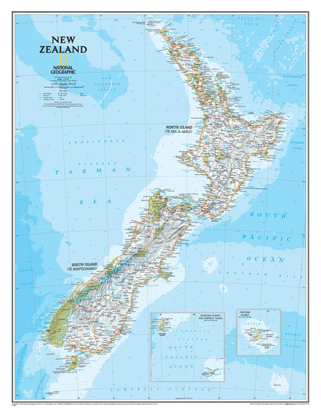 New Zealand National Geographic 597 x 768mm Wall Map