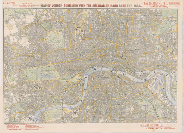 London Historic Wall Map 1886 published with the Australian Map Book