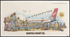 TRAVEL POSTER - Qantas Wants Us Vintage Poster