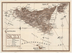 Sicily Historic Wall Map 1012 x 820 MM