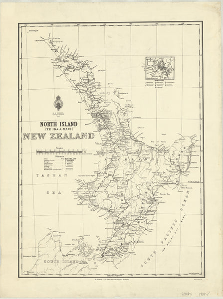 North Island Historic Wall Map  1937