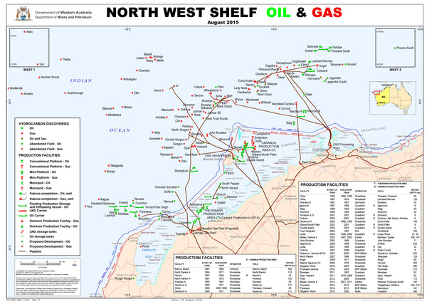North West Shelf Oil & Gas 1000 x 700mm Wall Map