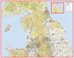 Northern England A-Z 1157 x 907mm Wall Map