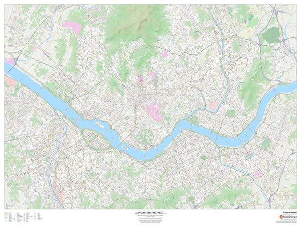 Seoul- South Korea City Wall Map 1219 x 914mm
