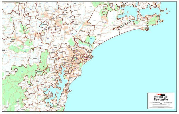 Wollongong Postcode Laminated Wall Map 1036 x 730mm