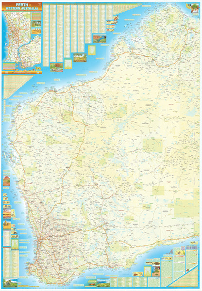 Perth & Western Australia Large QPA 710 x 1010mm Laminated Wall Map