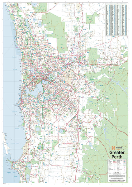 Perth & Region Hema 1000 x 1400mm Supermap Paper Wall Map