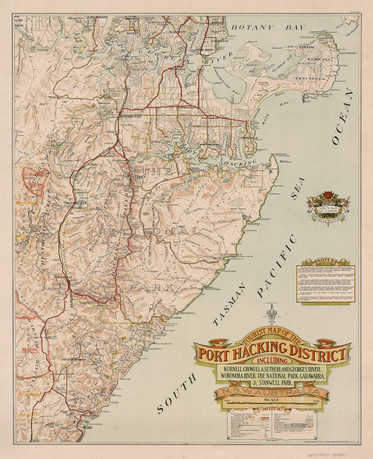 Port Hacking Wall Map 1935 | Mapworld