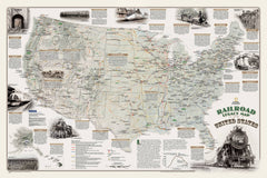 Railroad Legacy Map of the United States by National Geographic