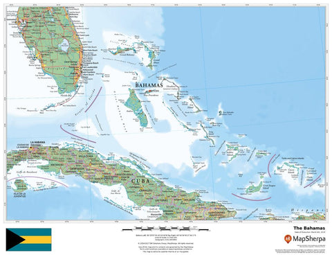The Bahamas Wall Map 559 x 432mm