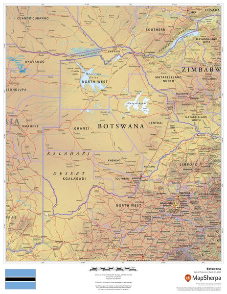 Botswana Wall Map 432 x 559mm