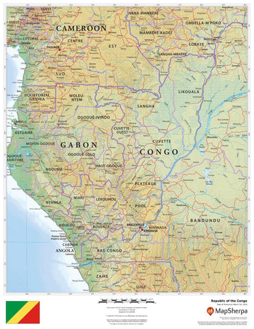 Republic of the Congo Wall Map 432 x 559mm