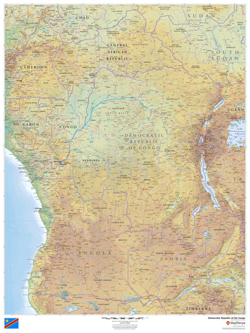 Democratic Republic of the Congo Wall Map 914 x 1219mm