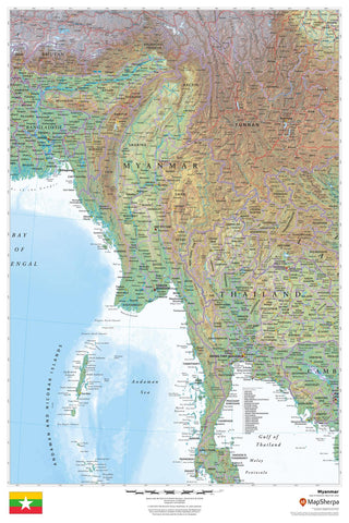 Myanmar Wall Map 610 x 914mm