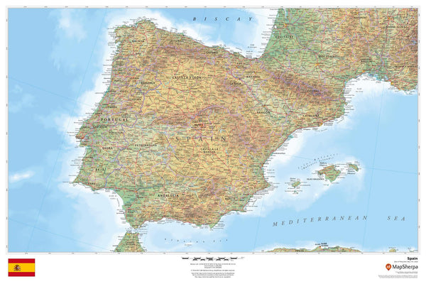 Spain Wall Map 914 x 610mm
