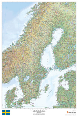 Sweden Wall Map 610 x 914mm