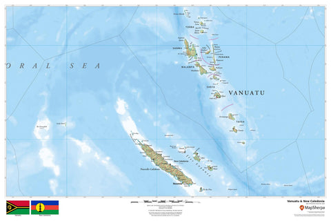 Vanuatu & New Caledonia Wall Map 914 x 610mm
