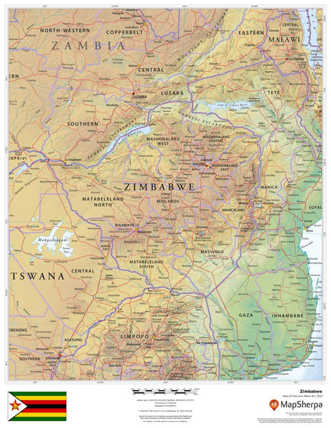 Zimbabwe Wall Map 432 x 559mm