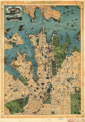 Robinson's Aeroplane Map of Sydney (Port Jackson) published 1922