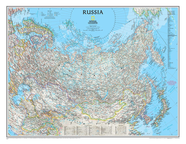 Russia National Geographic 770 x 600mm Wall Map