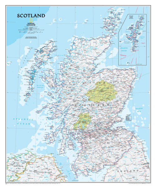 Scotland national grographic 910 x 760mm Wall Map