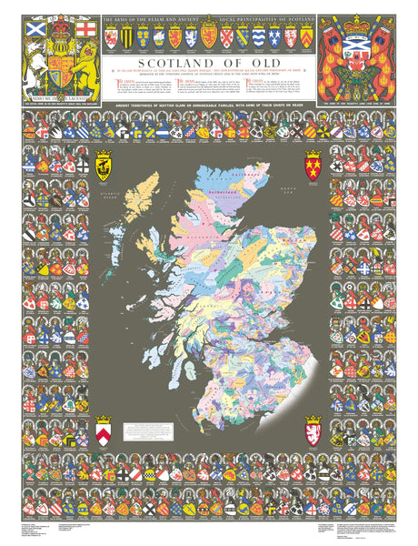 Scotland of Old (Clans Map) 775 x 1015mm Wall Map