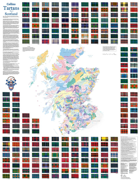 Tartans Map of Scotland 775 x 1015mm Wall Map