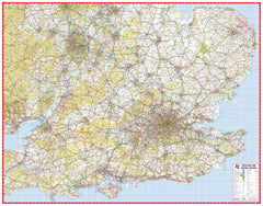 South East & Central England A-Z 1157 x 907mm Wall Map