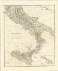 Southern Italy Wall Map 1834 - J. Arrowsmith