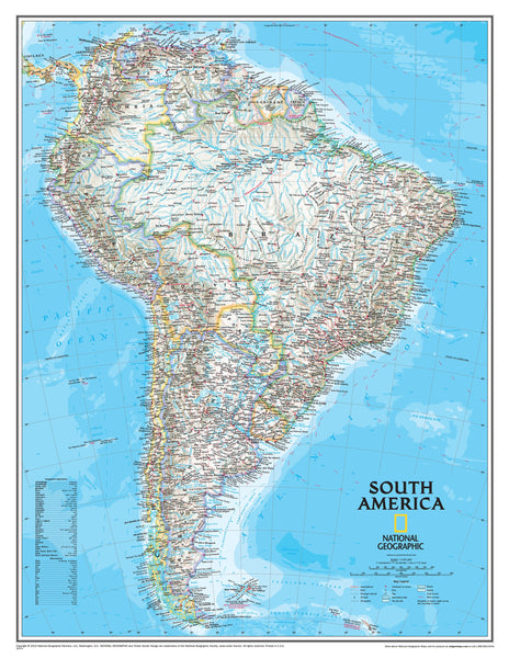 South America Classic National Geographic Wall Map
