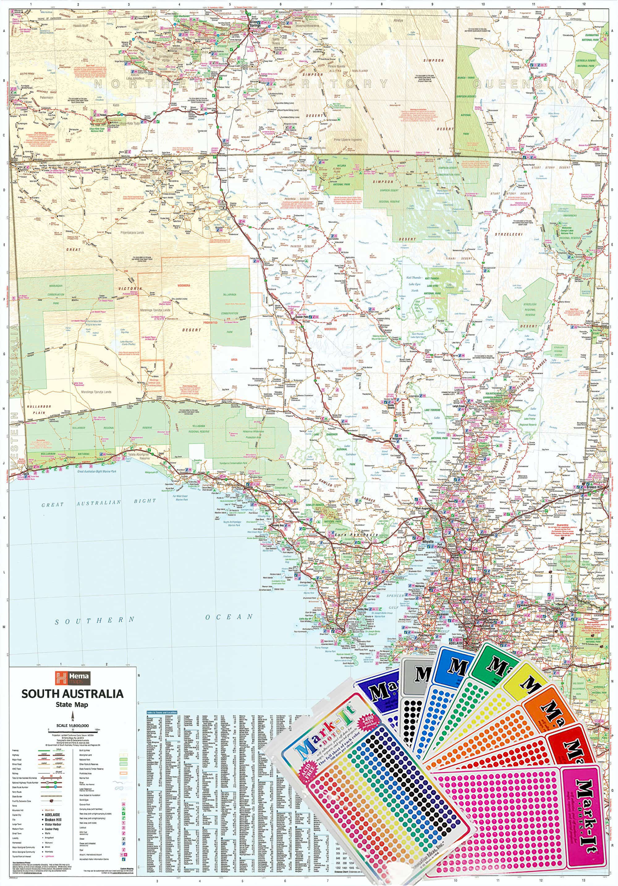 South Australia Hema State Laminated, Buy Wall Map of South Australia ...