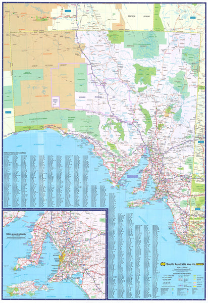 South Australia UBD 570 Map 690 x 1000mm Laminated Wall Map with Hang Rails