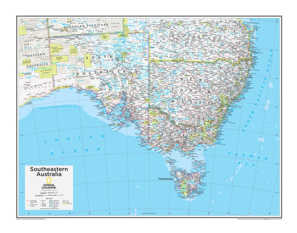 Southeastern Australia National Geographic 711 x 559mm Wall Map