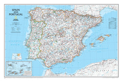 Spain & Portugal National Geographic 838 x 559mm Wall Map
