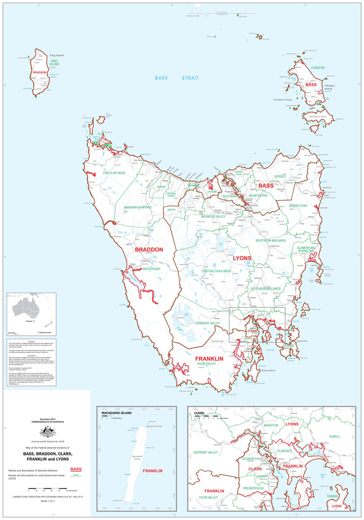 Tasmania Federal Electoral Divisions and Local | Mapworld