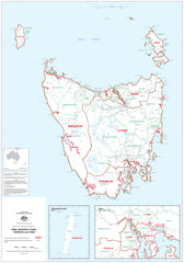 Tasmania Electoral Divisions and Local Government Areas Map