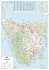 Tasmania Hema 700 x 1000mm State Laminated Wall Map with Hang Rails